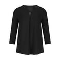 thumbnail image 4 of Patlollav Blouses Womens Casual V-Neck 3/4 Sleeve Solid Waist T-Shirt Tops, 4 of 6