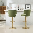 thumbnail image 2 of 2pcs Bar Stools Modern Counter Height Bar Stools with Back Upholstered Swivel Adjustable Barstools for Kitchen Island Restaurant, Avocado Green, 2 of 7