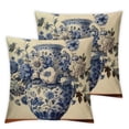 thumbnail image 2 of Nawypu  Blue and White Porcelain Oriental Garden Farmhouse Sofa Pillowcase Blue Chinoiserie Vase White Cushion Covers Chinoiserie Asian Accent Pillow with Zipper for Living Room 2pcs, 2 of 6