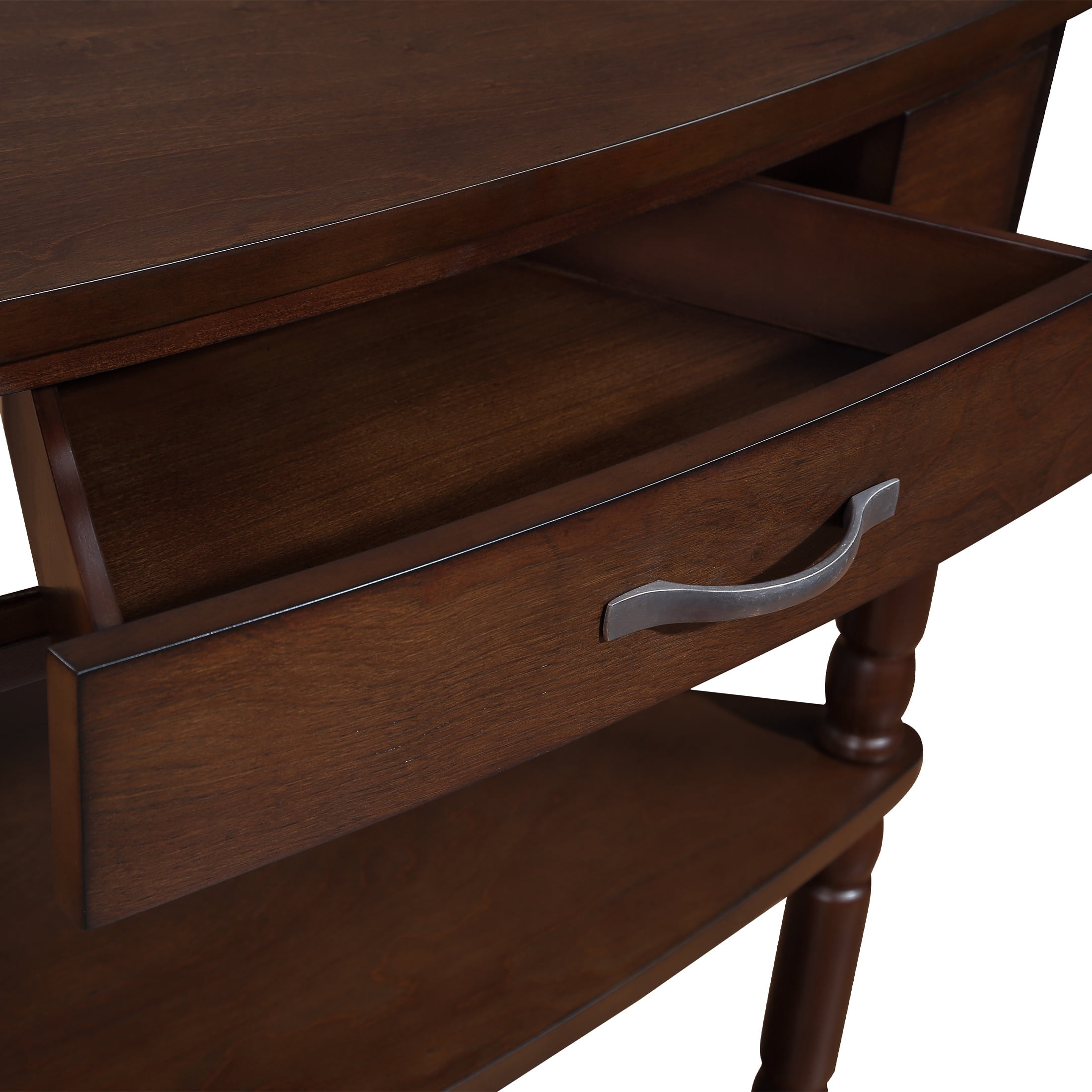 PORKISS Small Triangle Corner Table, End Table Side Table with 1 Drawer Solid Wood Legs, Console Table for Small Spaces/ Living Room, Espresso