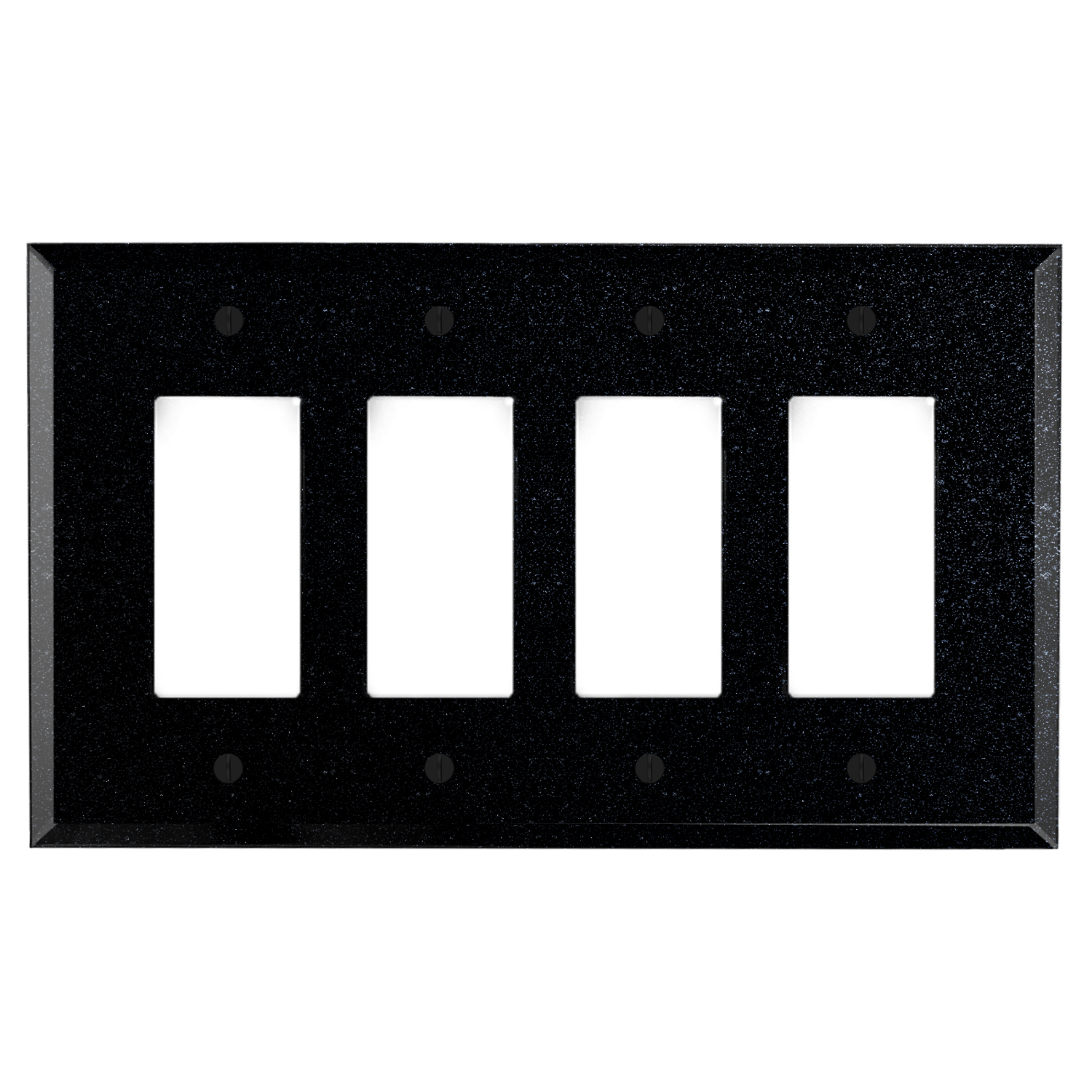 Switch Hits GFCI Rocker Wall Plate Four Gang Decora, Black Glass Mirror