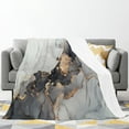 thumbnail image 3 of Grey Marble Flannel Fleece Blanket, Abstract Gold Foil Cracked Lines Ultra-Soft Microfiber Throw Blanket for Sofa, Couch & Bed Bedroom Decor 60x80in, 3 of 6