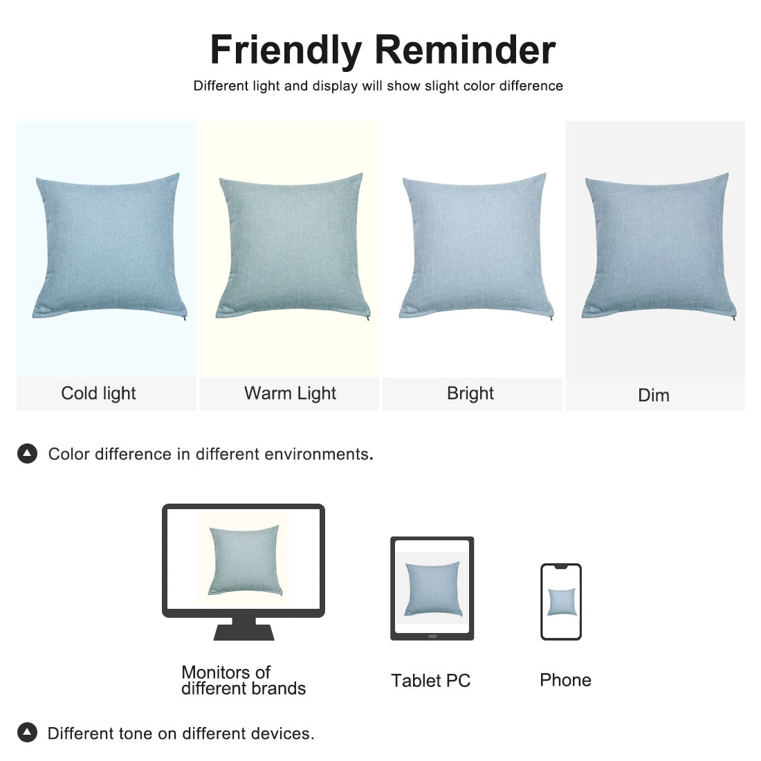 Unique Bargains 2 Pack Cotton Linen Throw Pillow Covers 18" x 18" Blue