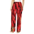 thumbnail image 3 of Picia Strawberry Red Womens Soft Woven Cotton Elastic Waistband Sleep Pajama Pant Lounge Sleep Pant With Pockets And Drawstring-Large, 3 of 9