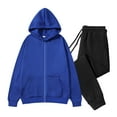 thumbnail image 2 of Txeol Mens Jogger Sets with Hoodie 2 Piece Full Zip Sweatshirt Jacket and Drawstring pants with Pockets Casual Solid Color Outdoor Track Suits Blue,XXL, 2 of 6