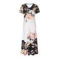 thumbnail image 4 of EGNMCR Robes de Vacances pour Femmes Robe Décontractée à Manches Courtes Imprimée Col en V Printemps et Été, 4 of 6