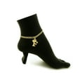 thumbnail image 2 of Stone Filled Crown Initial Letter Piece 4mm 10" Flat Cuban Chain Ankle Bracelet Anklet, 2 of 3