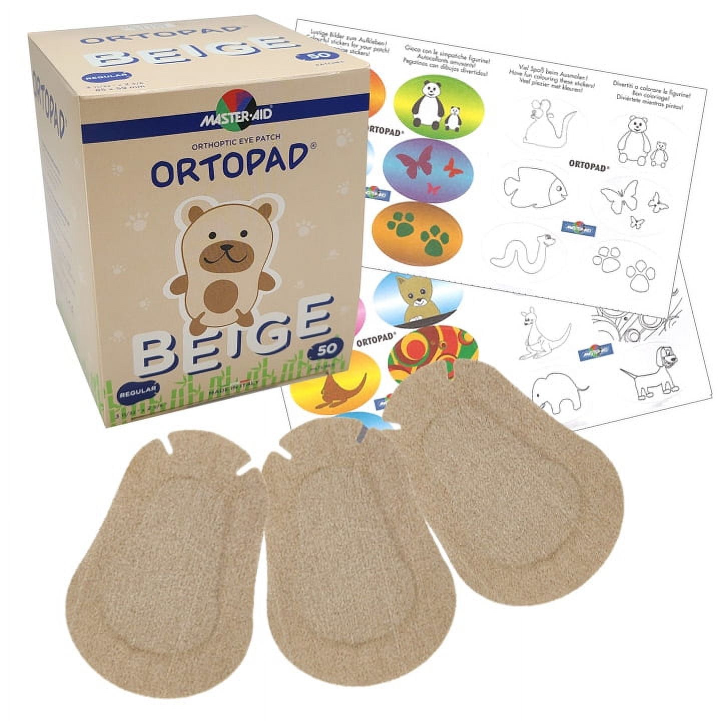 Ortopad Bamboo Beige Eye Patches Regular Size 50 Per Box