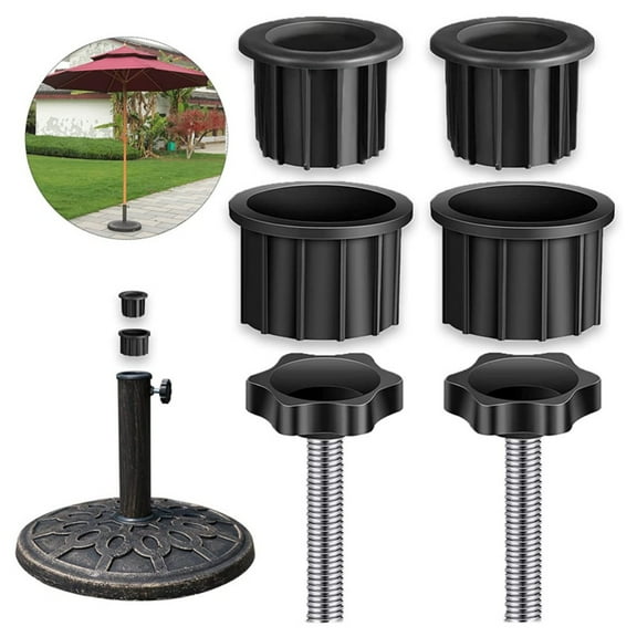 Trianu 6Pcs Umbrella Parasol Base Stand Hole Ring Plug Cover and Cap, Patio Umbrella Stand Replacement Parts for Patio Table, Balcony, Decks, Docks, Backyard, Black