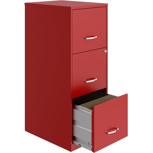 Solutions d'Espace Classeur Vertical en Métal à 3 Tiroirs avec Serrure Rouge Lave