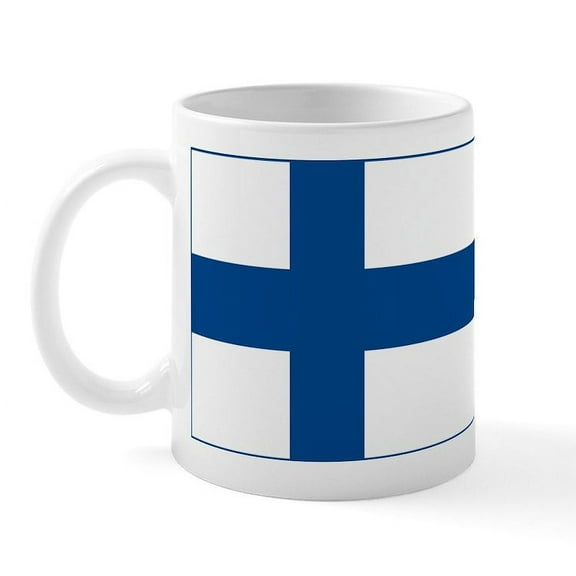CafePress - Finland Flag Mug - 11 oz Ceramic Mug - Novelty Coffee Tea Cup