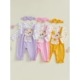 thumbnail image 3 of BemeyourBBs Baby Girl Bear Patch Romper Ruffle Long Sleeve Jumpsuit with Headband, 3 of 9