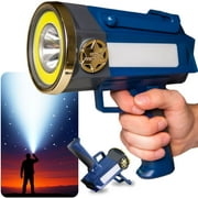 Star Patrol Mega-Bright Rechargeable Spotlight, AS-SEEN-ON-TV, Tactical & Emergency Flashlight, 10 Modes, Turbo Boost Up to 200%, Built-In Kickstand & Phone Charger, For Camping, Emergencies, Walking