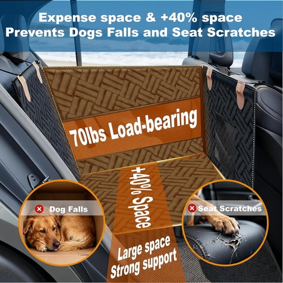Dog Car Seat for Large Medium Dogs – Back Seat Extender for Dogs, Waterproof Medium Dog Carseat with Hard Bottom & Pet Seat Cover for Back Seat| Fits Sedans, SUVs, Trucks (Black)