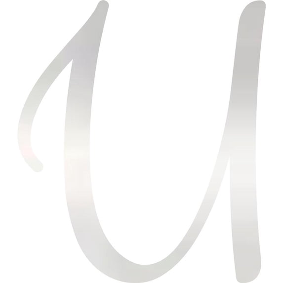 Decorative Acrylic Letter, Custom Blank U Script, 8'' Tall Clear Alphabet