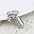 thumbnail image 2 of Silver Stainless Steel Cylinder Tree of Life Charm Cremation Urn Ashes Holder Container Pendant Memorial Keychain Keepsake Jewelry Key Ring with Free Funnel Kit and Velvet Jewelry Box, 2 of 10