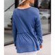 thumbnail image 5 of Blusa de mujer con cuello en V y manga larga con botones y dobladillo suelto con volantes de poliéster para oficina en casa azul S, 5 of 7