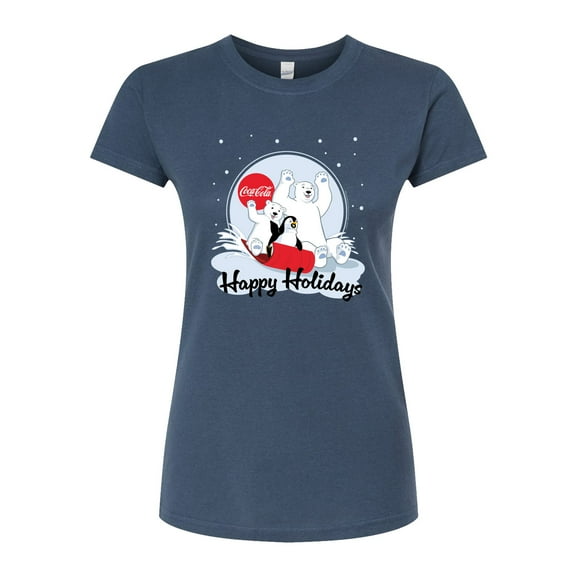 Coca-Cola - Happy Holiday Sled - Juniors Fitted Graphic T-Shirt