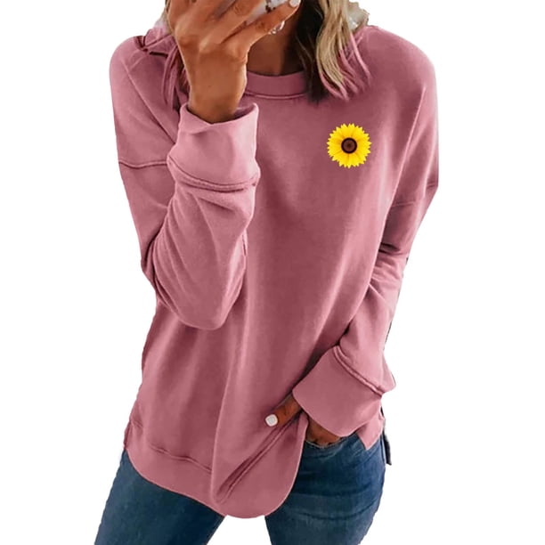 Gibobby Sudadera oversize mujer Sudadera de manga larga para mujer estilo casual cuello redondo ajuste holgado para regalos(Rosa,XL)