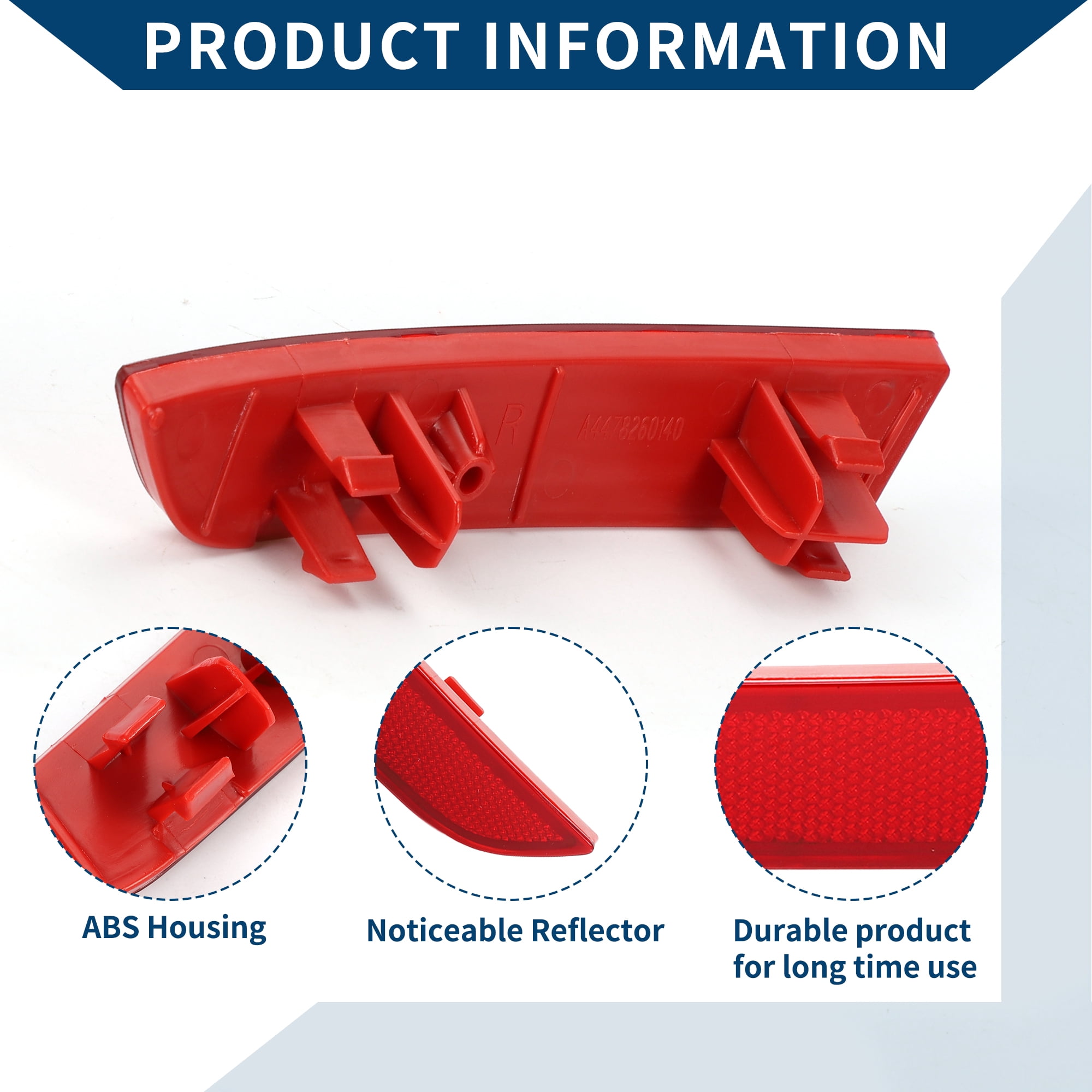 Unique Bargains Bumper Reflector for Mercedes-Benz Metris 2016-2023 Rear Right Red