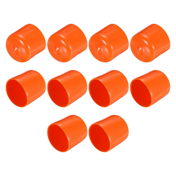 10pcs Rubber End Caps 25mm(1") ID Vinyl Round End Cap Cover Screw Thread Protector,Orange