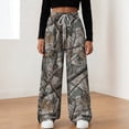 thumbnail image 6 of zaveiop Camo Pants Women Baggy Fleece Y2K Camouflage Cargo Pants High Waisted Wide Leg Drawstring Jogger Sweatpants (Grey, XXL), 6 of 9