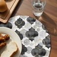 thumbnail image 3 of Black Geometric Moroccan Round 13 Inch Placemats Set of 8, Abstract Art Grey Ombre Modern HeatResistant Non Slip Place Mats for Dining Table, Wipeable Braided Kitchen Table Mats for Housewarming, 3 of 9