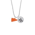 thumbnail image 2 of Delight Jewelry Acrylic 3/4" Orange Megaphone Silvertone Script Initial Disc - N - Charm Necklace, 20"+3", 2 of 4