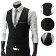 thumbnail image 3 of Joernso Suit Vest Sleeveless Pockets Simple Solid Color Men Formal Business Vest Workwear, 3 of 7