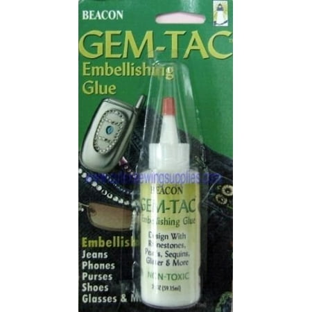 Beacon Gem-tac Permanent Adhesive Glue 2 Oz. For Rhinestones, (Best Glue To Use For Rhinestones On Shoes)
