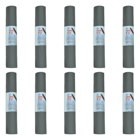 Hello Fit Bulk Yoga Mats Affordable Exercise Mats Non-Slip Eco Friendly 10 Pack Cool Gray