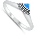thumbnail image 4 of CHOOSE YOUR COLOR Blue Simulated Opal Chevron V Ring .925 Sterling Silver Band CZ Female Size 5, 4 of 4