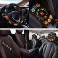 thumbnail image 4 of Yuyamidu Ladybug Car Seat Covers Set 14 Pcs Flower Steering Wheel Cover Seat Belt Pads Armrest Cover Headrest Covers Coasters Key Chain, 4 of 7