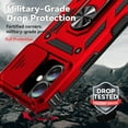 thumbnail image 3 of ELEHOLD Case for iPhone 16 Plus, Military Grade Heavy Duty Protection Case with Slide Camera Cover & Rotated Ring Kickstand,Red, 3 of 8