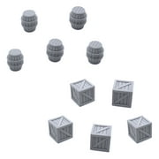 Crates and Barrels, Terrain Scenery for Tabletop 28mm Miniatures Wargame, 3D Printed and Paintable, EnderToys