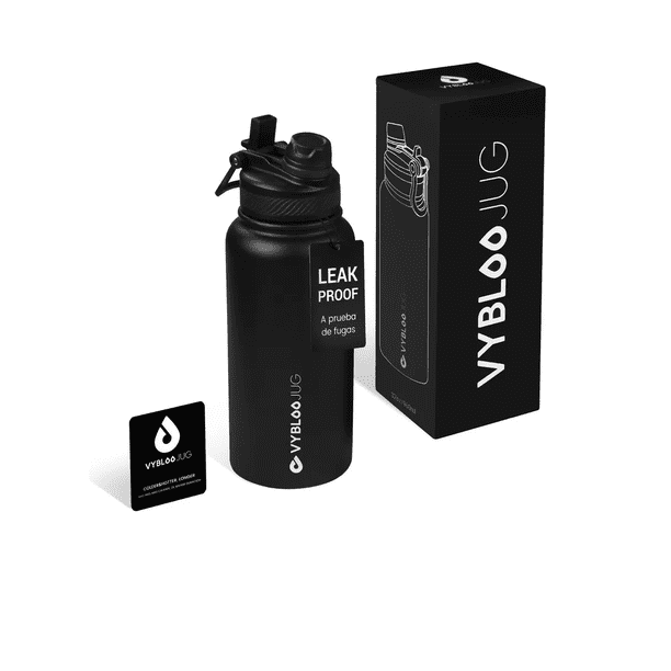 Botella Termo para Agua de 32 oz Acero Inoxidable con Fría/caliente con popote Xtellar negro
