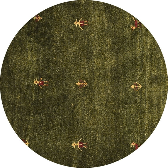 Ahgly Company Indoor Round Abstract Brown Contemporary Area Rugs, 7' Round