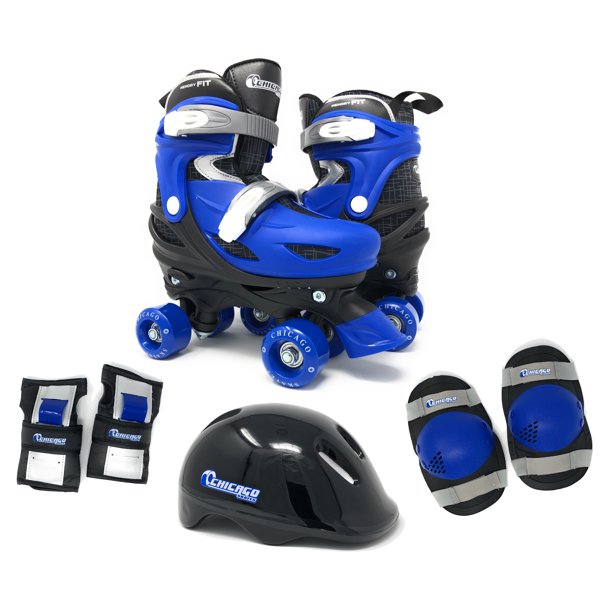 Chicago Skates Adjustable Quad Roller Skates Combo Set Blue/Black