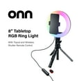 thumbnail image 2 of onn LED RGB Ring Light with Tripod Stand, Adjustable Height, Phone Holder & Bluetooth Remote for Selfies, TikTok, YouTube, Zoom, and Makeup, 2 of 16