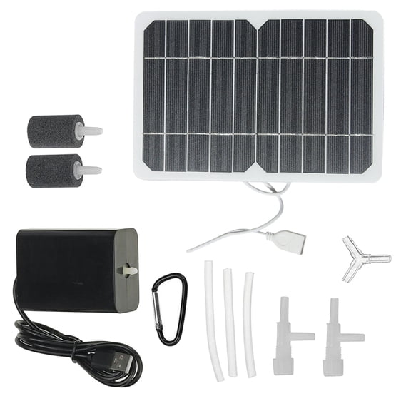 Fish Container Oxygenator with Bubble Stone Solar Pond 5W 5V Solar Aerator Air Pumping for Fish Aquarium Fishing
