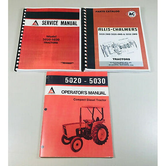 Allis Chalmers 5020 5030 Tractor Service Parts Operators Manual Repair Shop Set