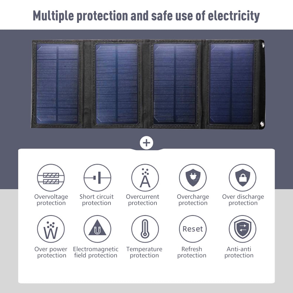 DFITO 80 Watts 10 Volts Monocrystalline Solar Panel Foldable USB Solar Panel Power Bank for Camping Hiking