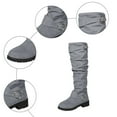 thumbnail image 7 of Womens Slouchy Wide Mid Calf Boots Suede Low Heel Buckle Strap Knee High Boots Casual Dress Round Toe Tall Riding Boots, 7 of 7