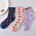 thumbnail image 5 of Zhengup Women's Kawaii Strawberry Embroidered Socks 5Pairs Cottagecore Fairycore Ankle Knit Socks Vintage Warm Cotton Socks, 5 of 7
