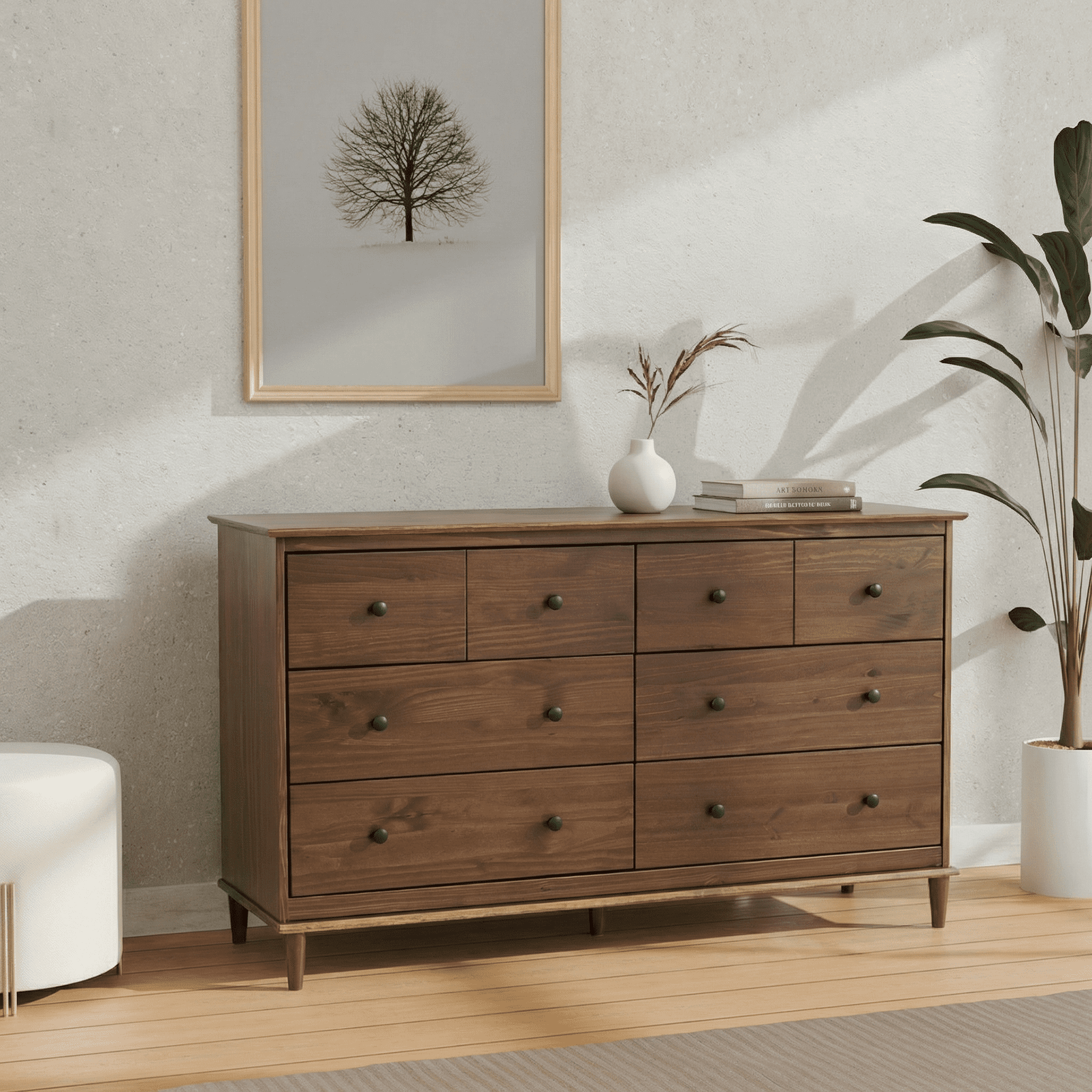 Josiah Solid Wood 6 Drawers Dresser Brown