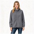 thumbnail image 2 of Women's Lightweight Full Zip Long Sleeve Jacket, Stand Collar Fleece Jacket with Pockets, Women's ,Size S-2XL, 2 of 4