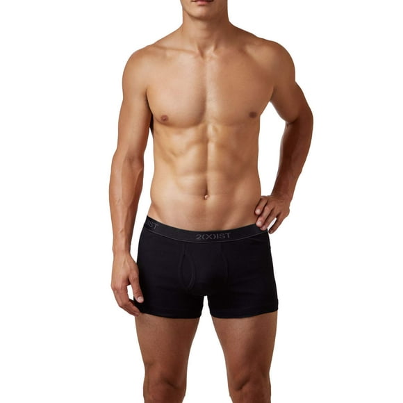 2(X)IST mens Essential Cotton Boxer Brief 3-pack Underwear, Solid Black, Medium US