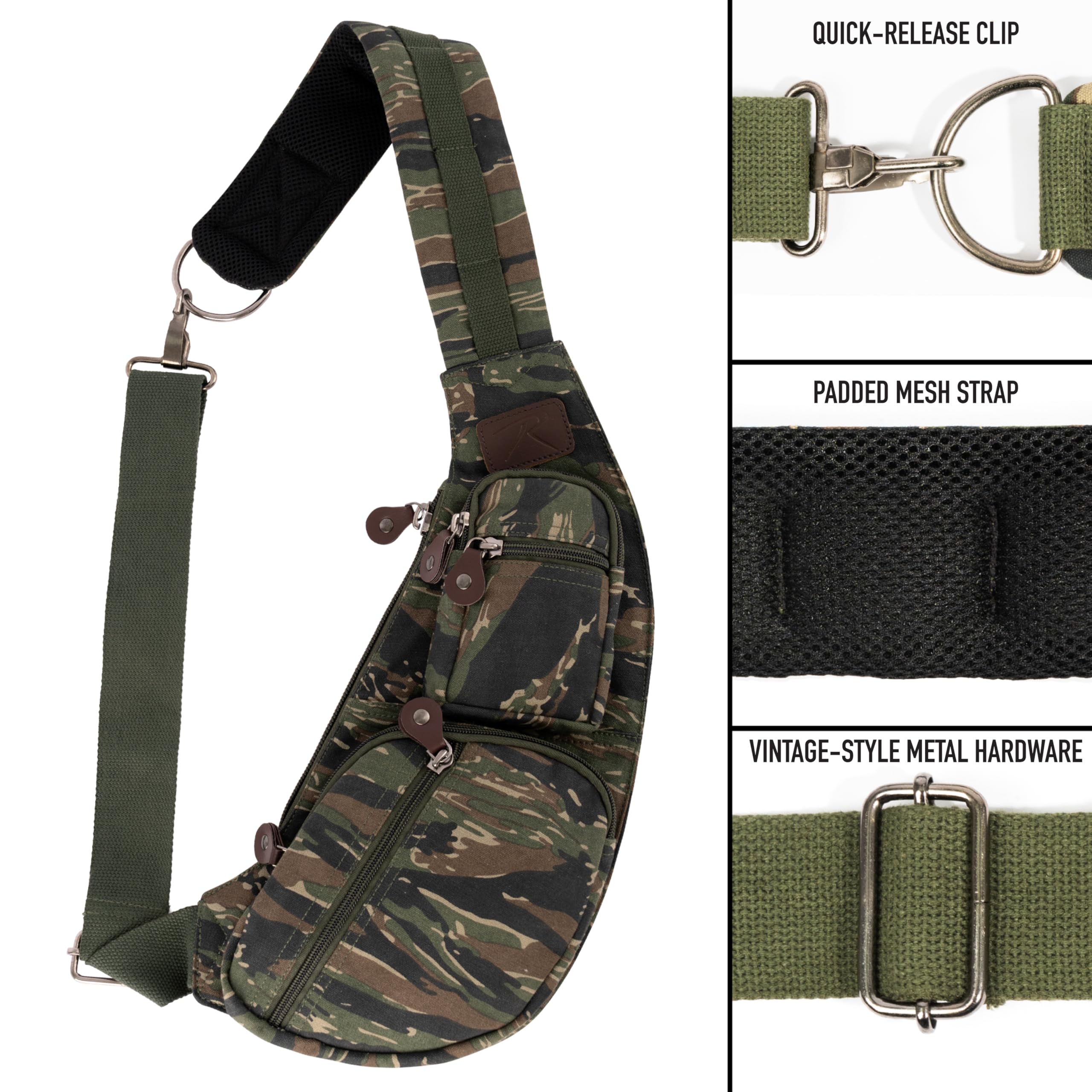 Rothco 30234 Crossbody Canvas Sling Bag, Tiger Stripe Camo