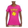 thumbnail image 2 of Wild Bobby, Cute Ribbon Bow Softball Mom Gift, Mother's Day, Women Graphic T-Shirt, Fuschia, 2XL, 2 of 3