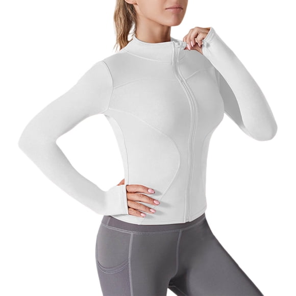 aohooy Uv Protection Hoodie Women Running Sun Jackets Slim Fit Zip Up Sun Shirt Cool Lightweight Outdoor Athletic Jacket White,S